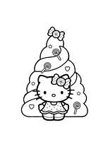 coloriage hello kitty et le sapin de bonbons